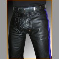 LF015.4 - Leather pants black - blue