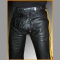 LF015.5 - Leather pants black - yellow