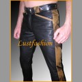 LF022 - Leather jeans black-brown