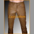 LF002.5 - Leather jeans brown with buttons