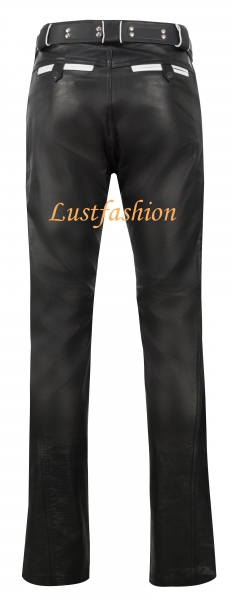 Design- Leather jeans with colored apps Design- Leather jeans with colored apps