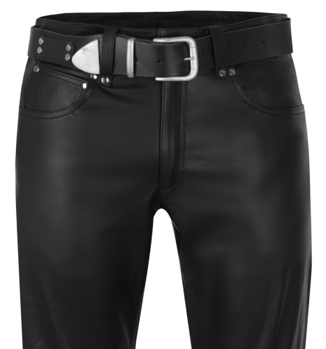 Lederjeans schwarz