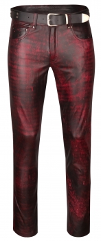 Leather jeans red-antique W40 L32 unlined