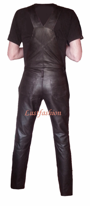 Preview: Bib pants dark brown W34 L32 leather lined