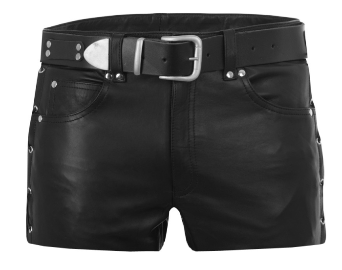 Leather shorts with laces in different colors