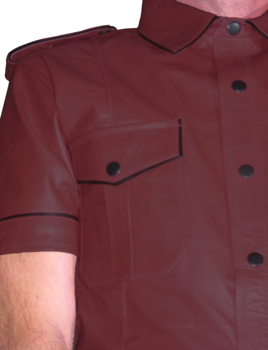 Leather shirt wine red