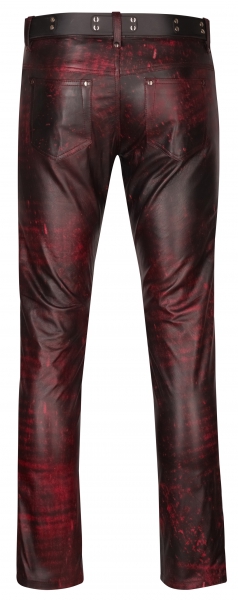 Leather jeans red-antique W40 L32 unlined