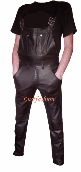Bib pants dark brown W34 L32 leather lined