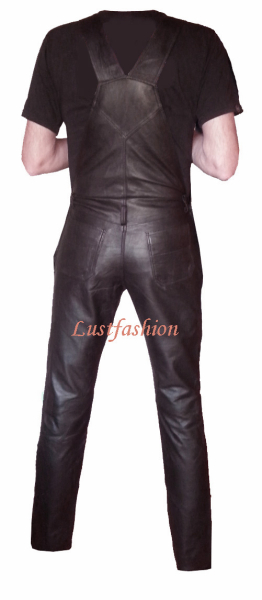 Bib pants dark brown W34 L32 leather lined