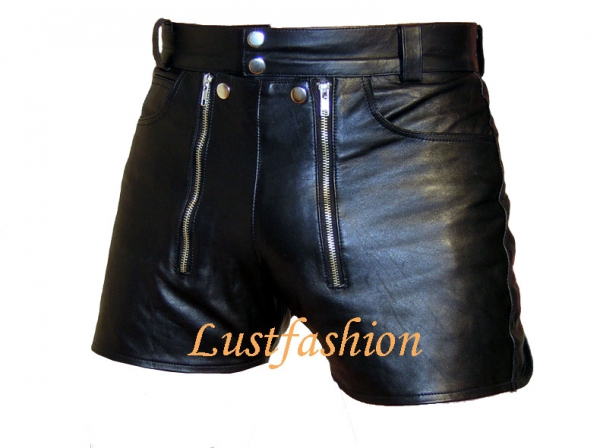Leather Shorts Retro style black W40 unlined