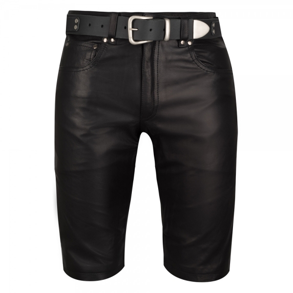 Leather shorts Bermuda-style black W32 LEATHER LINED