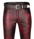 Leather jeans red-antique W40 L32 unlined