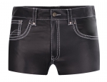 Ledershorts mit weißen Nähten