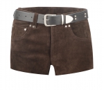 Shorts in Rauleder, W36, dunkelbraun