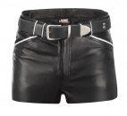Design Leather shorts with colored apps