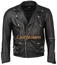 Lederjacke Bikerjacke schwarz Lammleder